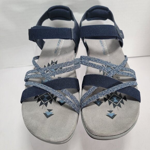 Skechers Womens 9 Navy Strappy Sandals Open Toe Comfortable Casual Summer - Picture 6 of 10